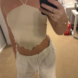 Cream Halter Neck Women Top